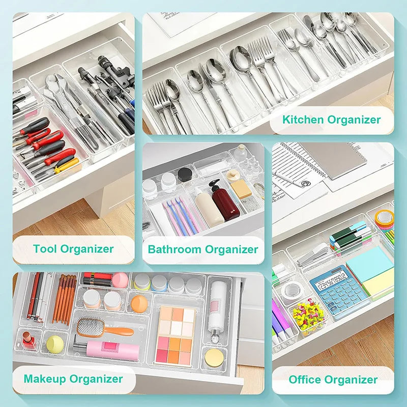Transparente Schubladen-Organizer im Set – Aufbewahrung für Make-up, Schmuck und Büro
