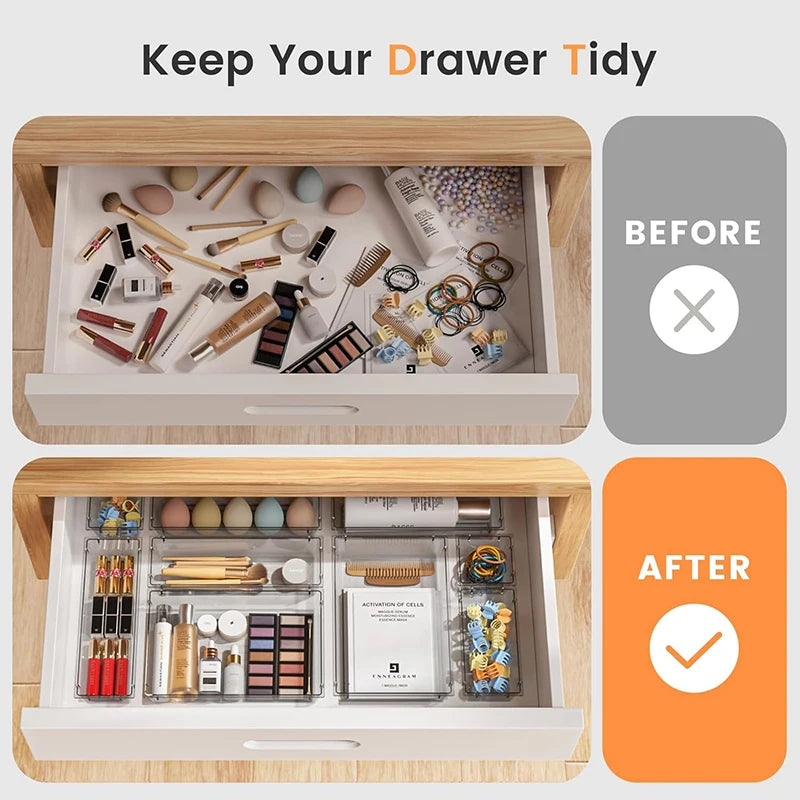 Transparente Schubladen-Organizer im Set – Aufbewahrung für Make-up, Schmuck und Büro